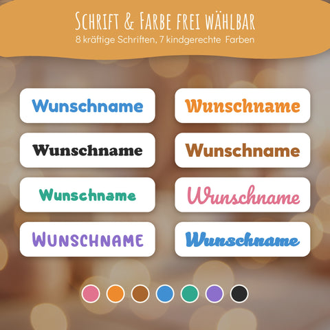 Schriften und Farben für das Kuscheltier mit Namen