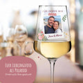 Weinglas mit Paarfoto als Polaroid direkt aufs Glas gedruckt