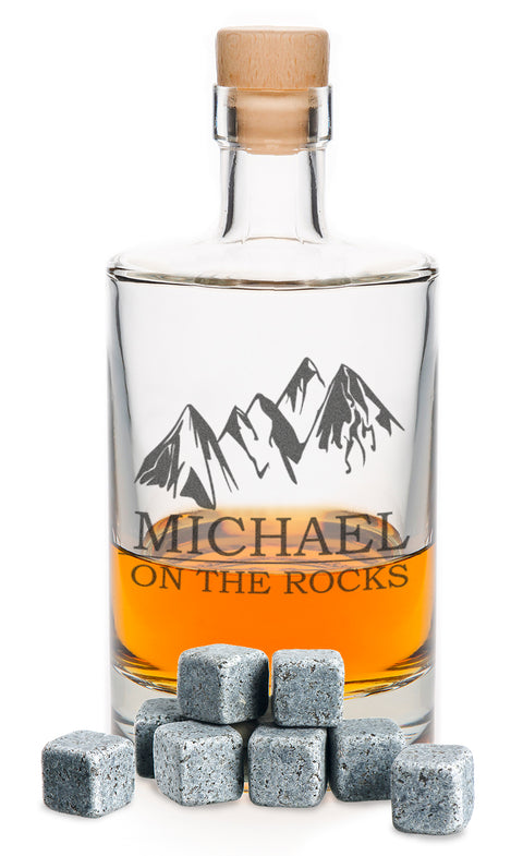 Leonardo Whiskygläser mit Gravur - "On the Rocks" im Set mit 0,5l Karaffe